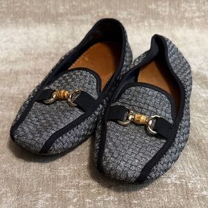 bernie mev. Black and Gray Woven Loafers